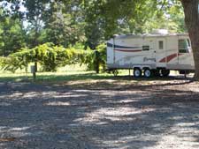 RV parked in campground @ Jordan Lake